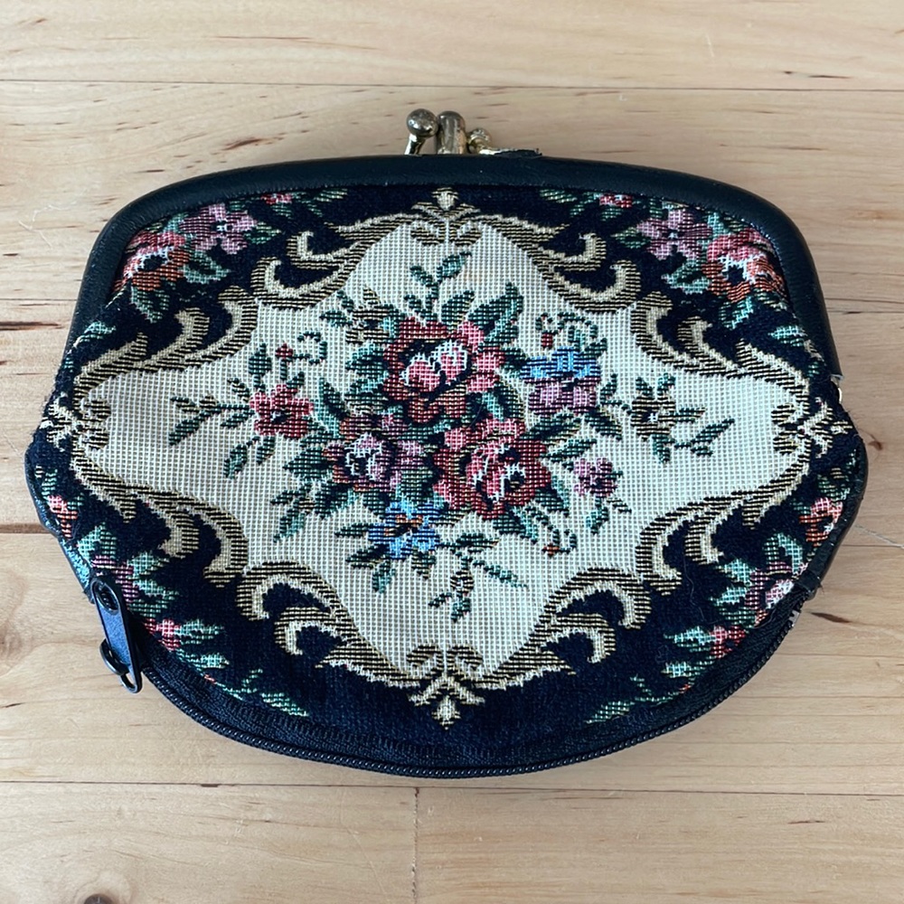 VINTAGE Austrian Petit Point embroidered coin purse